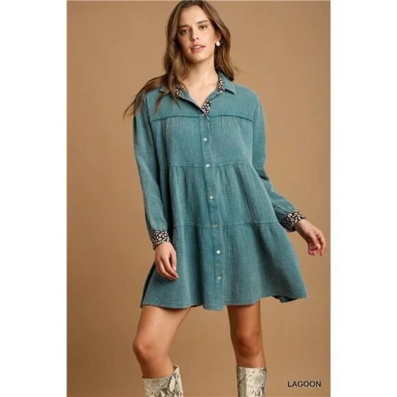 Hannah Joy | Dresses | New Lagoon Mineral Wash Cotton Gauze Tiered Dress  For Women Above The Knee | Poshmark